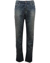 Armani - Blauwe Katoenen Delavé Broek Jude Fit - Lyst