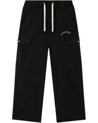 Palm Angels - Broeken ,Zwart ,Katoen Curved Logo Loose Cargo Pants - Lyst