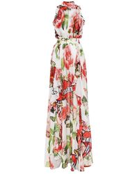 Philipp Plein - Silk Chiffon Long Dress Love - Lyst