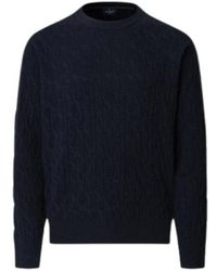 Hackett - Lambswool Kabeltrui Met Ronde Hals - Lyst