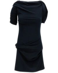 Jacquemus - Kleedjes ,Zwart ,Polyester Drapeado Mini Jurk - Lyst
