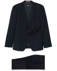 HUGO - Kostuums ,Blauw ,Wol Klassiek Wollen Pak Met Achterventilatie - Lyst