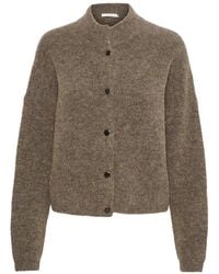 Gestuz - Truien & Vesten ,Bruin ,Wol Alpaca Wol Korte Vest - Lyst