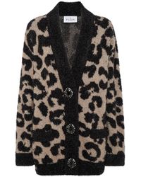 Philipp Plein - Truien & Vesten ,Bruin ,Wol Lurex Cardigan Leopard - Lyst