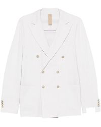 Eleventy - Jassen ,Wit ,Katoen Double-Breasted Pinstripe Blazer - Lyst