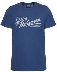 Barbour - Tops ,Blauw ,Katoen Steve Mc Queen Strike T-Shirt - Lyst