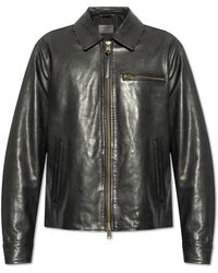 AllSaints - Jassen ,Zwart ,Miller Leren Jas - Lyst