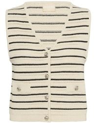 Soaked In Luxury - Gestreifte Strickweste Weiß Mit Schwarzen Streifen - Lyst