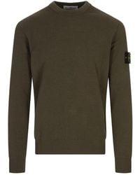 Stone Island - Groene Wollen Blend Stijlvolle Trui - Lyst