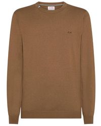 Sun 68 - Truien & Vesten ,Bruin ,Katoen Sweater Basic L/S - Lyst