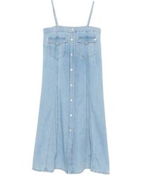 AG Jeans - Kleedjes ,Blauw ,Katoen Waco Midi Jurk - Lyst