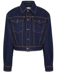 Versace - Jassen ,Blauw ,Denim Cropped Denim Jacket - Lyst