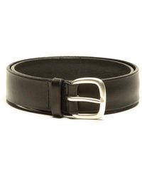 Orciani - Accessoires ,Zwart ,Zwarte Leren Riem Met Zilveren Gesp - Lyst