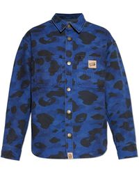 A Bathing Ape - Overhemden ,Blauw ,Denim Denim Logo Shirt - Lyst