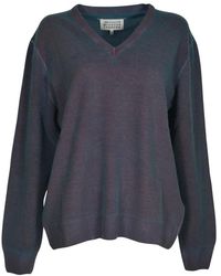 Maison Margiela - Virgin Wool V-Neck Sweater - Lyst