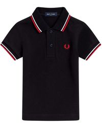 Fred Perry - Tops ,Blauw ,Katoen Klassiek Poloshirt Met Dubbele Streep - Lyst