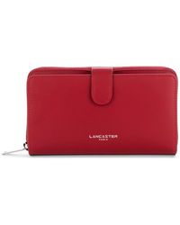 Lancaster - Accessoires ,Rood ,Leer Smooth Schoudervriend Met Drukknop Sluiting - Lyst