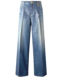 Roberto Cavalli - Jeans ,Blauw ,Denim Snake Monogram Wide Leg Denim Jeans - Lyst