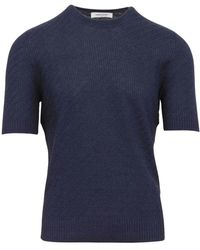 Gran Sasso - Gestricktes rundhals leinen baumwoll t-shirt - Lyst