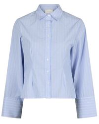 Neo Noir - Overhemden ,Blauw ,Katoen Lichtblauwe Gestreepte Blouse - Lyst