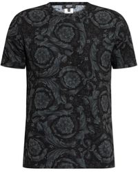 Versace - Tops ,Zwart ,Katoen Ondershirt T-Shirt Met Barocco Print - Lyst