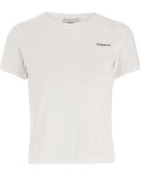 Coperni - Tops ,Wit ,Katoen Katoenen T-Shirt Met Ronde Hals En Logo Detail - Lyst