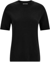 Entire studios - Tops ,Zwart ,Katoen Gemerceriseerd T-Shirt Met Ronde Hals - Lyst