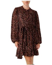 Notre-v - Kleedjes ,Bruin ,Bruine Mini Jurk Nv-Gwen Stijl - Lyst
