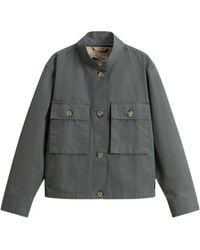 Woolrich - Jassen ,Groen ,Katoen Canvas Field Overshirt - Lyst