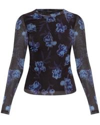 Rag & Bone - Tops ,Zwart ,Polyester Floral Motif Top - Lyst