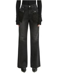 ANDERSSON BELL - Jeans ,Blauw ,Katoen Flower Lace Attached Bootcut Jeans - Lyst