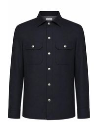 Brunello Cucinelli - Overhemden ,Blauw ,Wol Casual Shirt - Lyst
