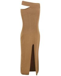 Akep - Kleedjes ,Polyester Lange Gebreide Jurk - Lyst