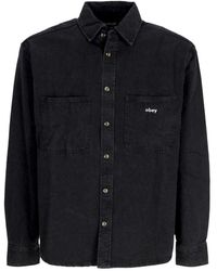 Obey - Schwarzes Denim Langarmhemd - Lyst