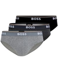 BOSS - 3er-pack baumwoll-slips mit logo-bund - Lyst