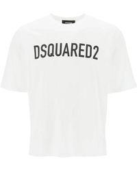 DSquared² - Slouch T-shirt Met Logoprint In Wit - Lyst