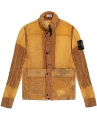 Stone Island - Jassen ,Oranje ,Transparant Jack Met Logo Patch - Lyst