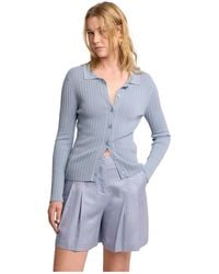 Kocca - Truien & Vesten ,Blauw ,Nauwsluitende Top Met Lange Mouwen - Lyst
