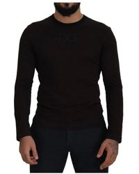Dolce & Gabbana - Brauner baumwoll-crewneck-pullover - Lyst