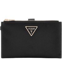Guess - Accessoires ,Zwart ,Leer Laurel Ii Slg Double Zip Organizer - Lyst