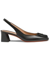 Santoni - Leren Slingback Met Halfhoge Hak - Lyst
