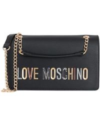 Love Moschino - Borsa nera con audace lettering love e dettagli dorati - Lyst