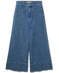 Sofie Schnoor - Jeans ,Blauw ,Denim Licht Denim Blauwe Wijde Spijkerbroek - Lyst