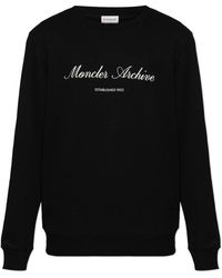 Moncler - Hoodies & Sweatvesten ,Zwart ,Katoen Logo Sweatshirt - Lyst