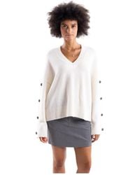 Akep - Truien & Vesten ,Wit ,Wol Andrea V-Neck Truien - Lyst