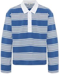 Rag & Bone - Tops ,Blauw ,Katoen Kelly Boxy Gestreepte Long-Sleeve Polo - Lyst