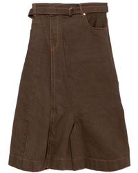 Sacai - Rokken ,Bruin ,Denim Denim Midi Rok - Lyst