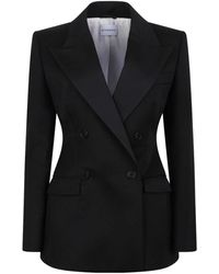 Givenchy - Jassen ,Zwart ,Wol Zwarte Wollen Jas Met Satijnen Kraag - Lyst