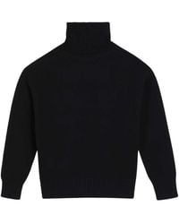 Ami Paris - Truien & Vesten ,Zwart ,Wol Trui Met Trechterhals En Contrasterende Ami De Coeur - Lyst