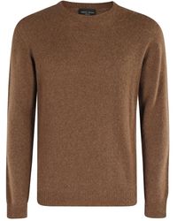 Roberto Collina - Tabak Langarm Rundhalsausschnitt Pullover - Lyst